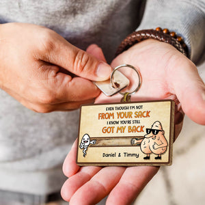 Father - Even Though I'm Not From Your Sack I Know You've Still Got My Back - Personalized Wooden Slider Card