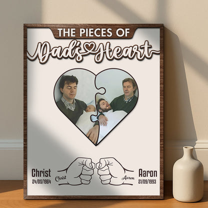 Father – The Pieces of Dad’s Heart – Personalized 2-Layer Wooden Sign