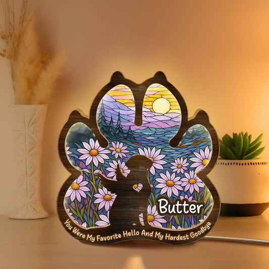 Pet Lover - You Were My Favorite Hello And My Hardest Goodbye - Personalized LED Light Wooden Plaque