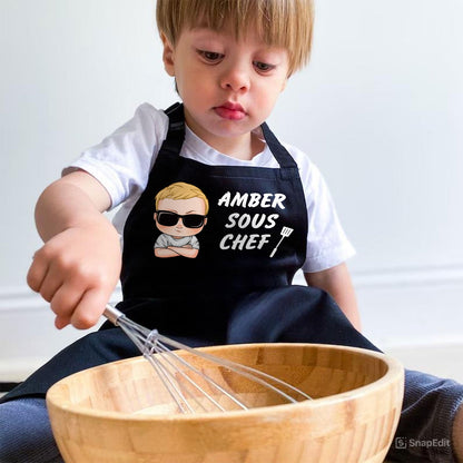 Father - Daddy Head Chef & Kid Sous Chef - Matching Personalized Aprons