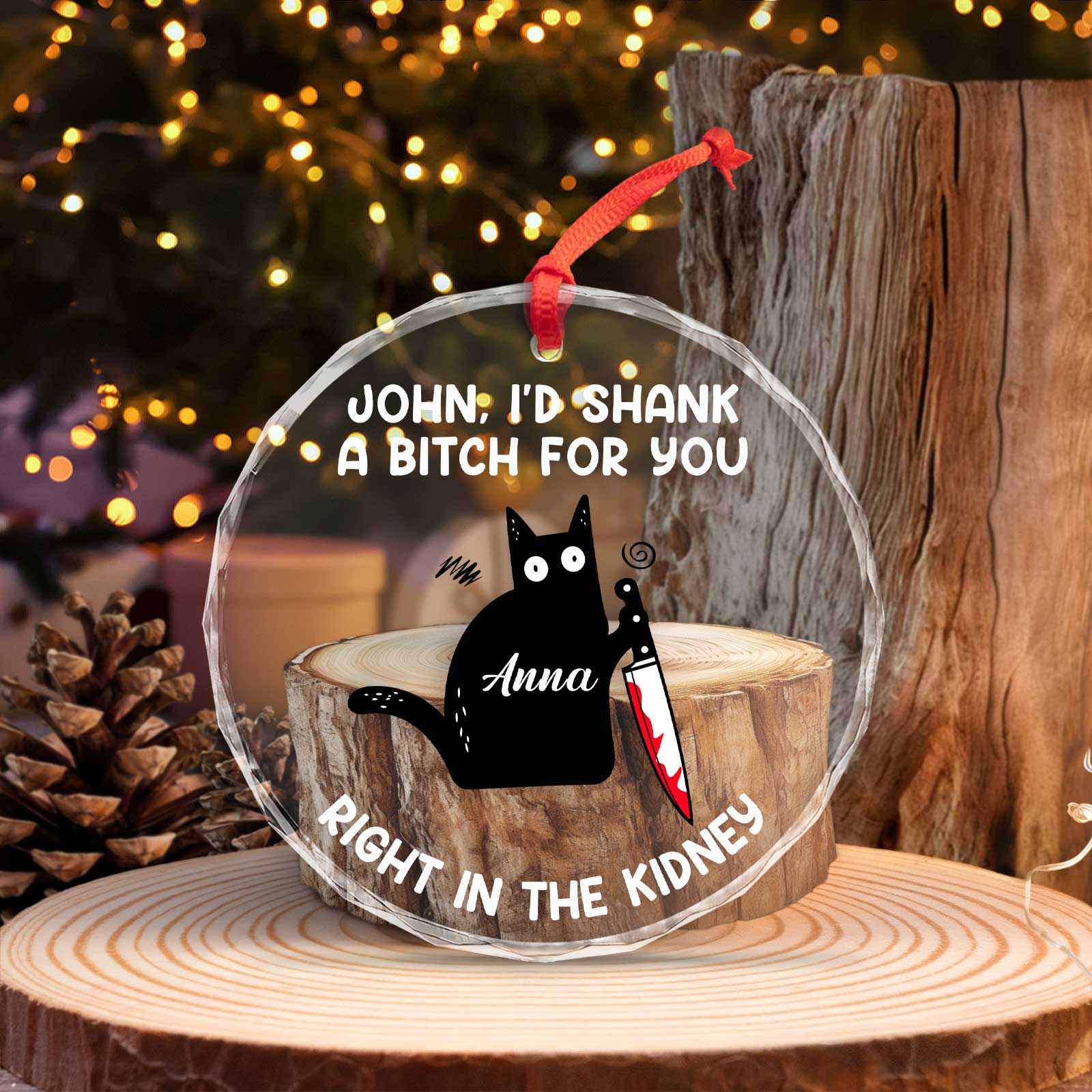 Bestie - I'd Shank A Bitch For You - Personalized Glass Ornament