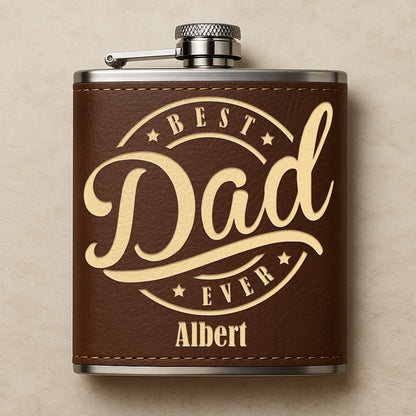Father - Best Dad Ever - Personalized Leather Flask