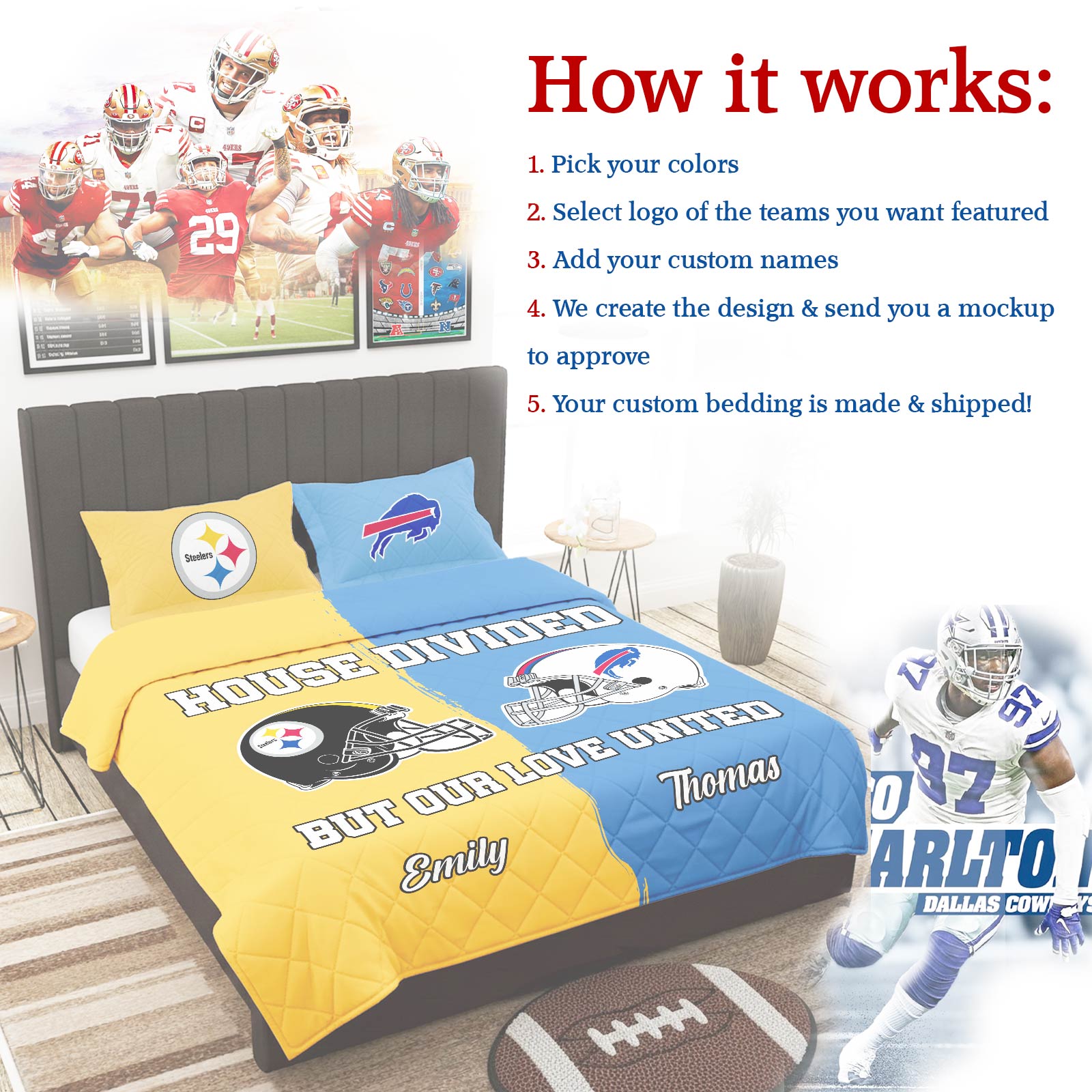 House Divided But Our Love United – Personalized Couple Quilt Bedding Set