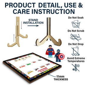 Father - Daddy, Our Superhero – Personalized LEGO-Inspired 3-Layer Wooden Sign