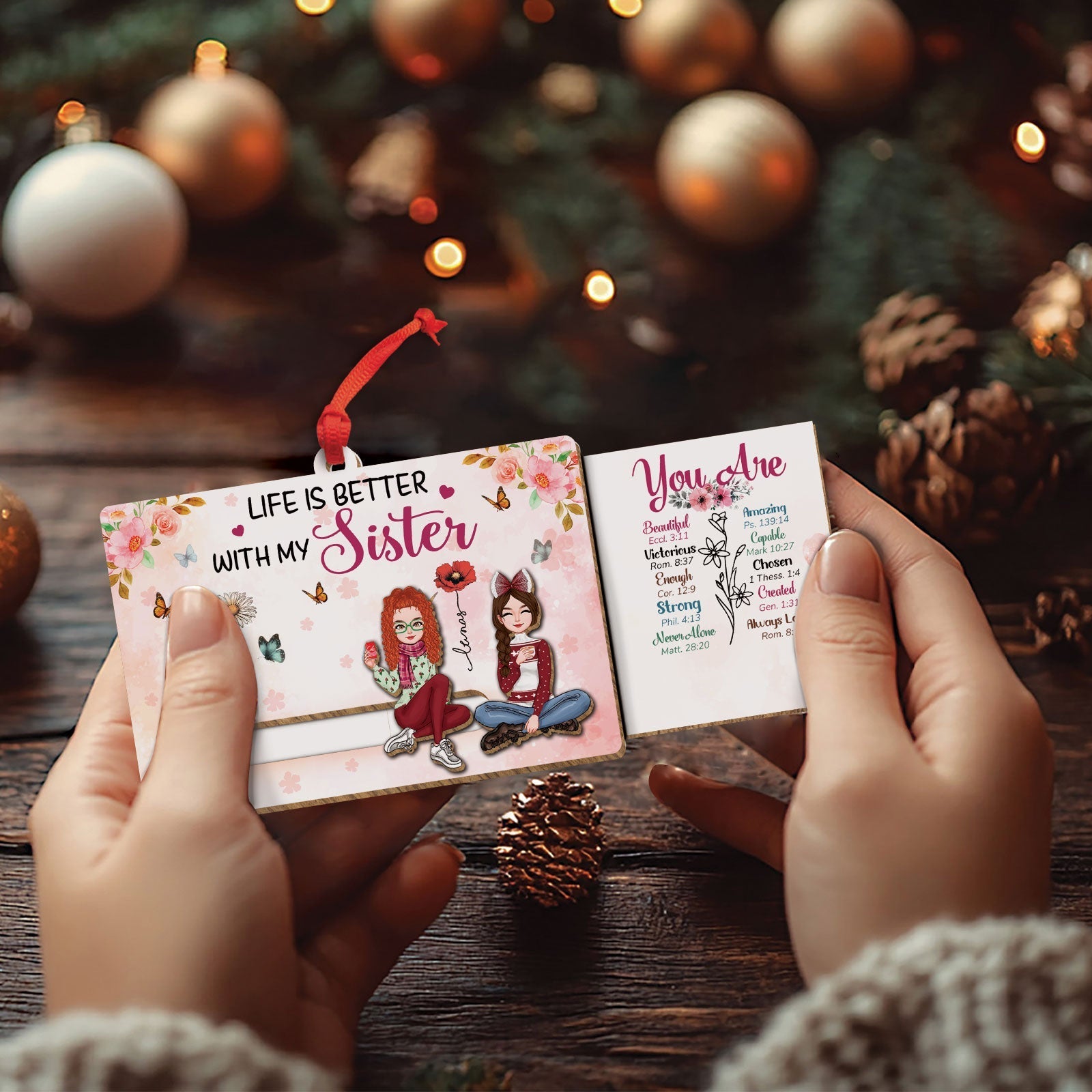 Besties - Life Is Better With My Sister - Personalized Wooden Slider Card