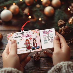 Besties - Life Is Better With My Sister - Personalized Wooden Slider Card