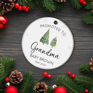Family - Promoted To - Personalized Circle Ceramic Ornament