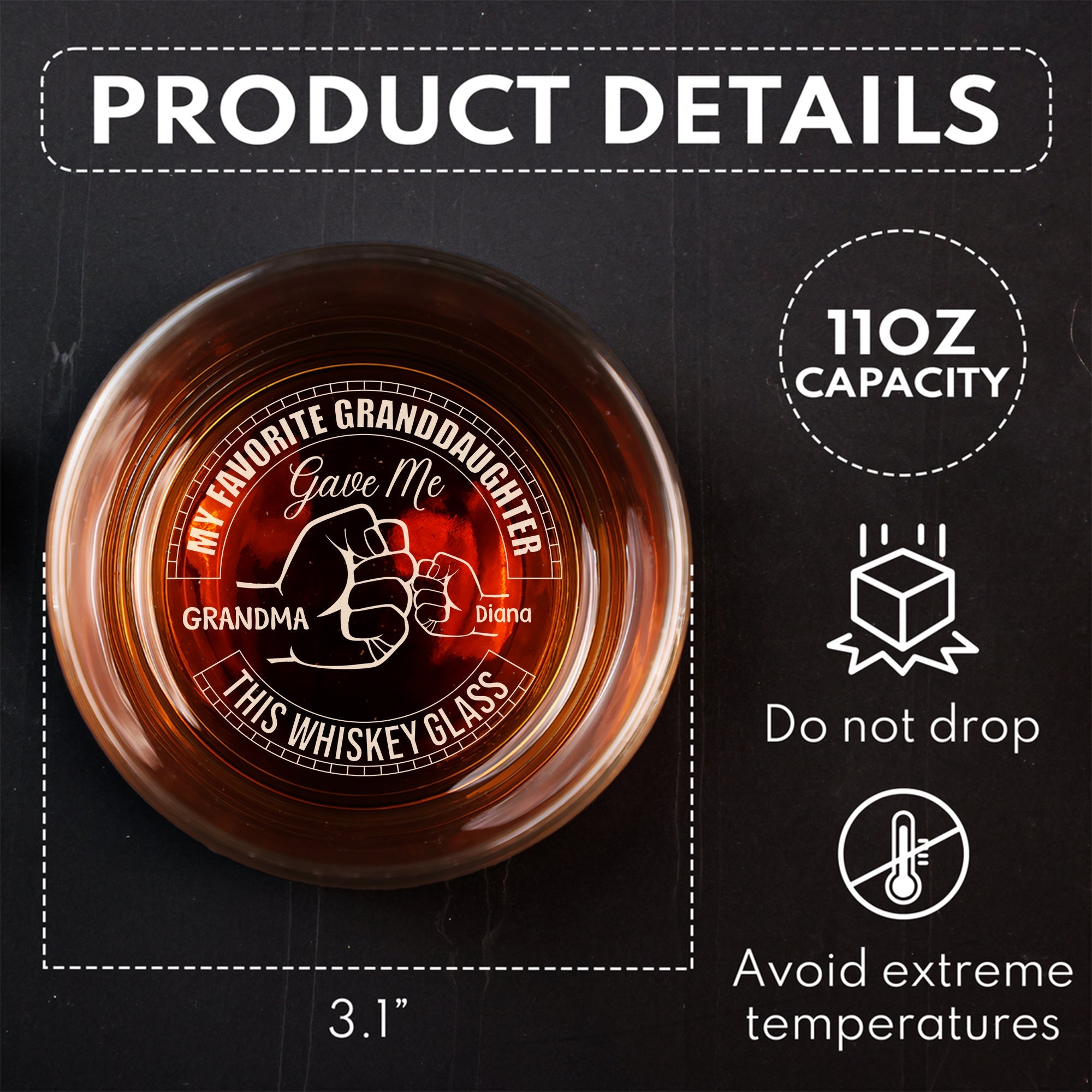 Family - My Favorite Son/Daughter/Granddaughter/Grandson Gave Me This Whisky Glass - Personalized Whisky Glass