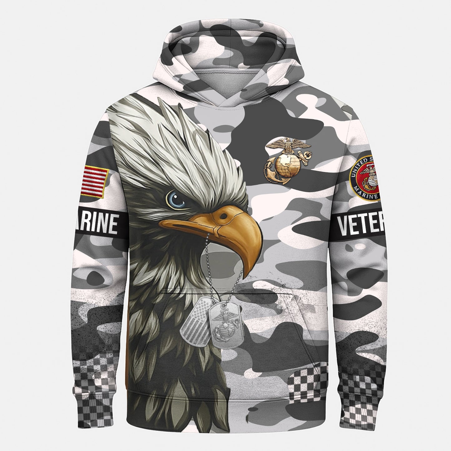 USMC Eagle Veteran Warrior Shirt - Full Print Camouflage