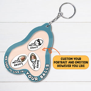 Father - We Used To Live In Your Balls - Personalized Acrylic Shaking Keychain (Ver 2)