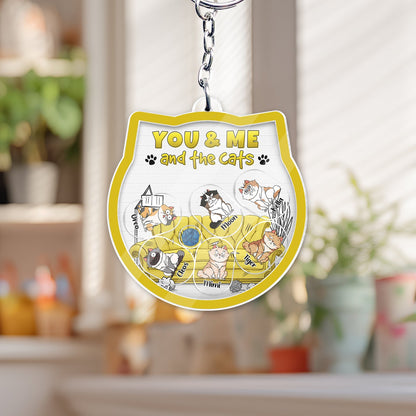Pet Lover - You & Me And The Cats - Personalized Shaking Keychain