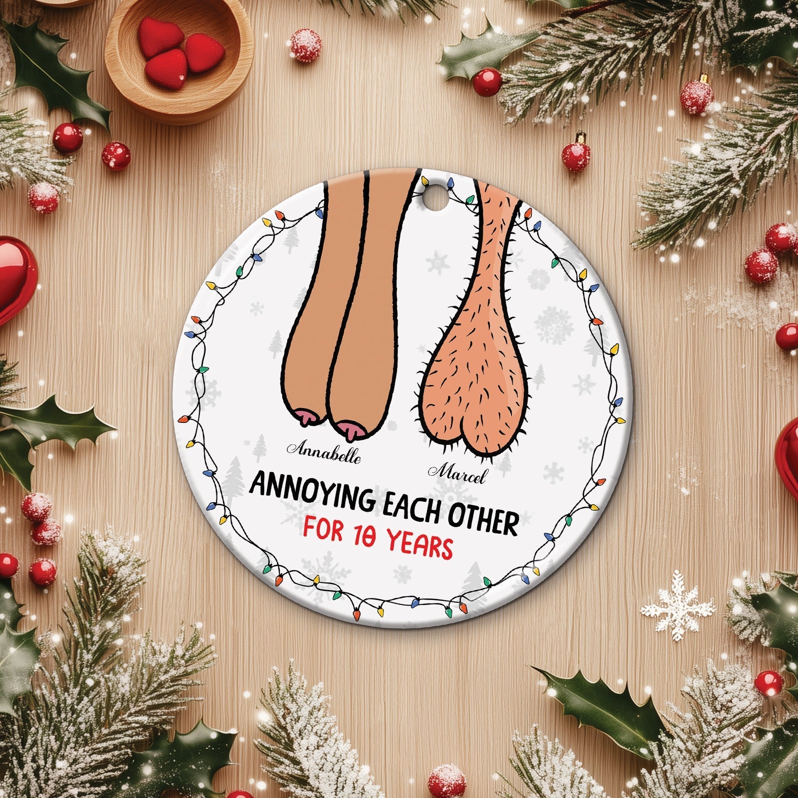 Couple - Annoying Each Other - Personalized Circle Ceramic Ornament