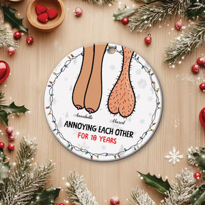 Couple - Annoying Each Other - Personalized Circle Ceramic Ornament