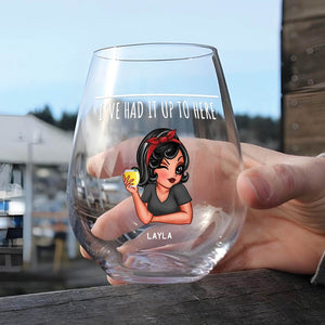 Bestie - Up To Here - Personalized Wine Glass