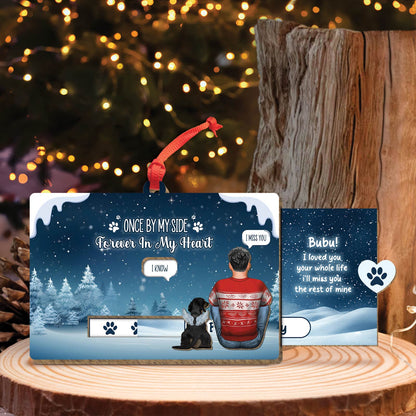 Pet Lover - Once By My Side, Forever In My Heart - Personalized Pet & You Wooden Slider Card Ver 2
