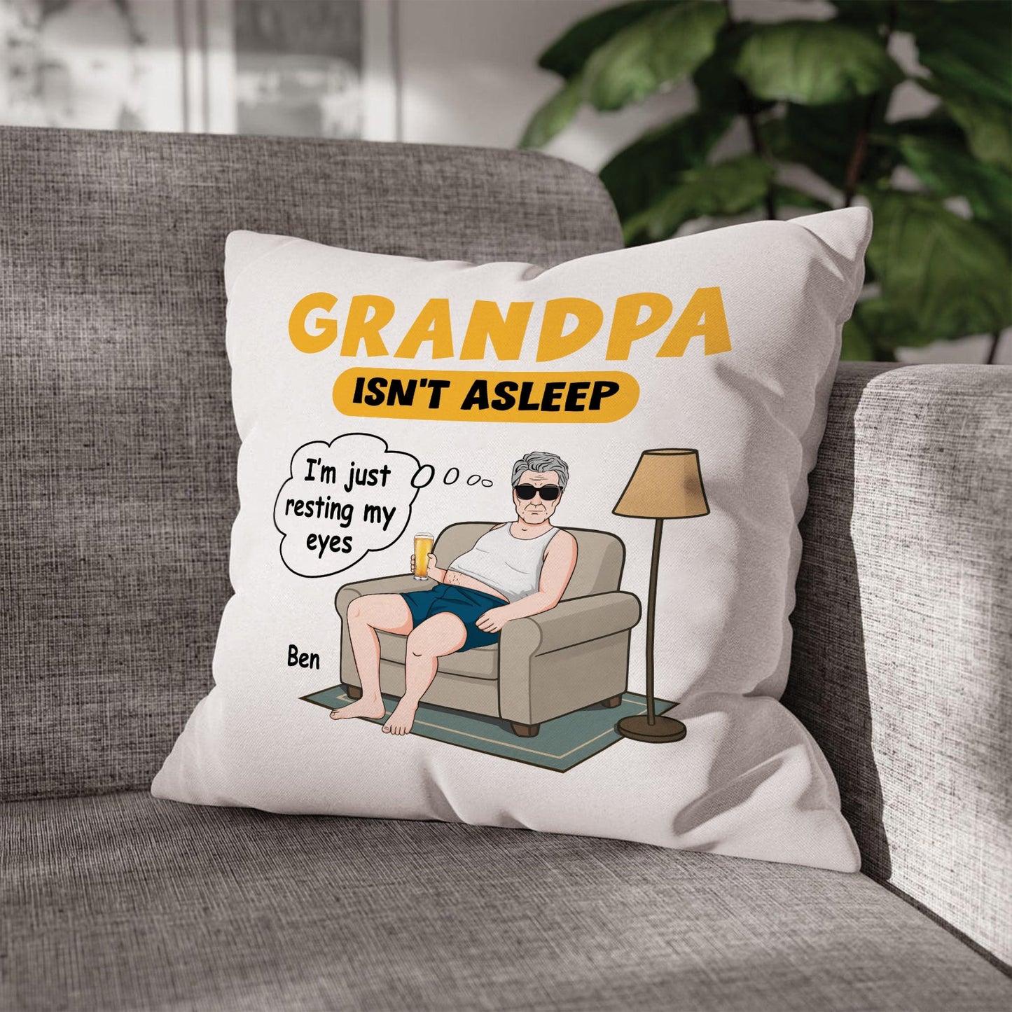 Father - Grandpa Isn’t Asleep - Personalized Pillow