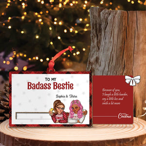 Besties - To My Badass Bestie - Personalized Wooden Slider Card