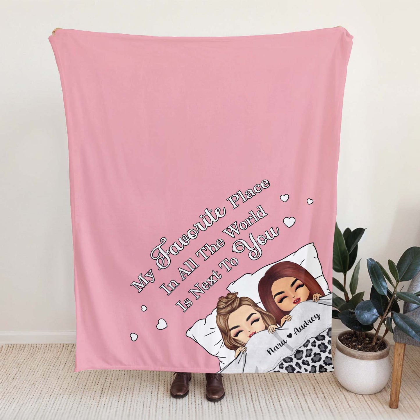 Couple - My Favorite Place In All The World Is Next To You - Personalized Blanket