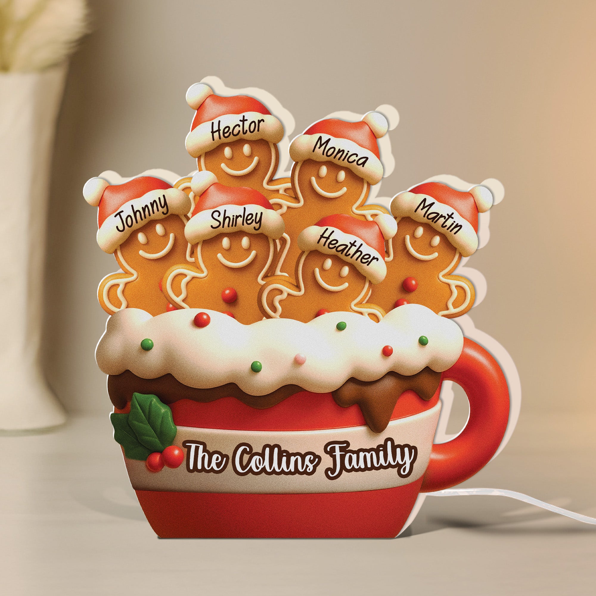 Personalized Gingerbread Christmas Light Box - Cute Holiday Decor For Family