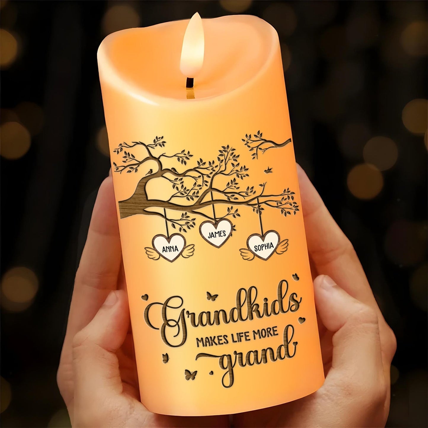 Family - Grandkids Makes Life More Grand - Personalized LED Candle