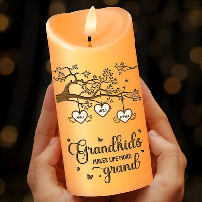 Family - Grandkids Makes Life More Grand - Personalized LED Candle