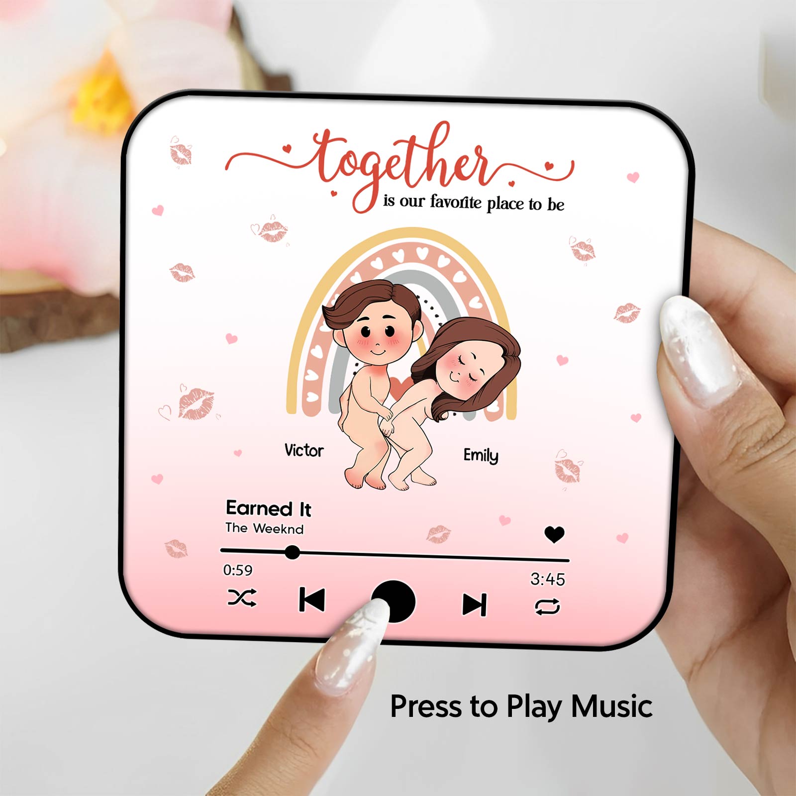 Couple - Together Is Our Favorite Place To Be - Personalized Music Refrigerator Magnet