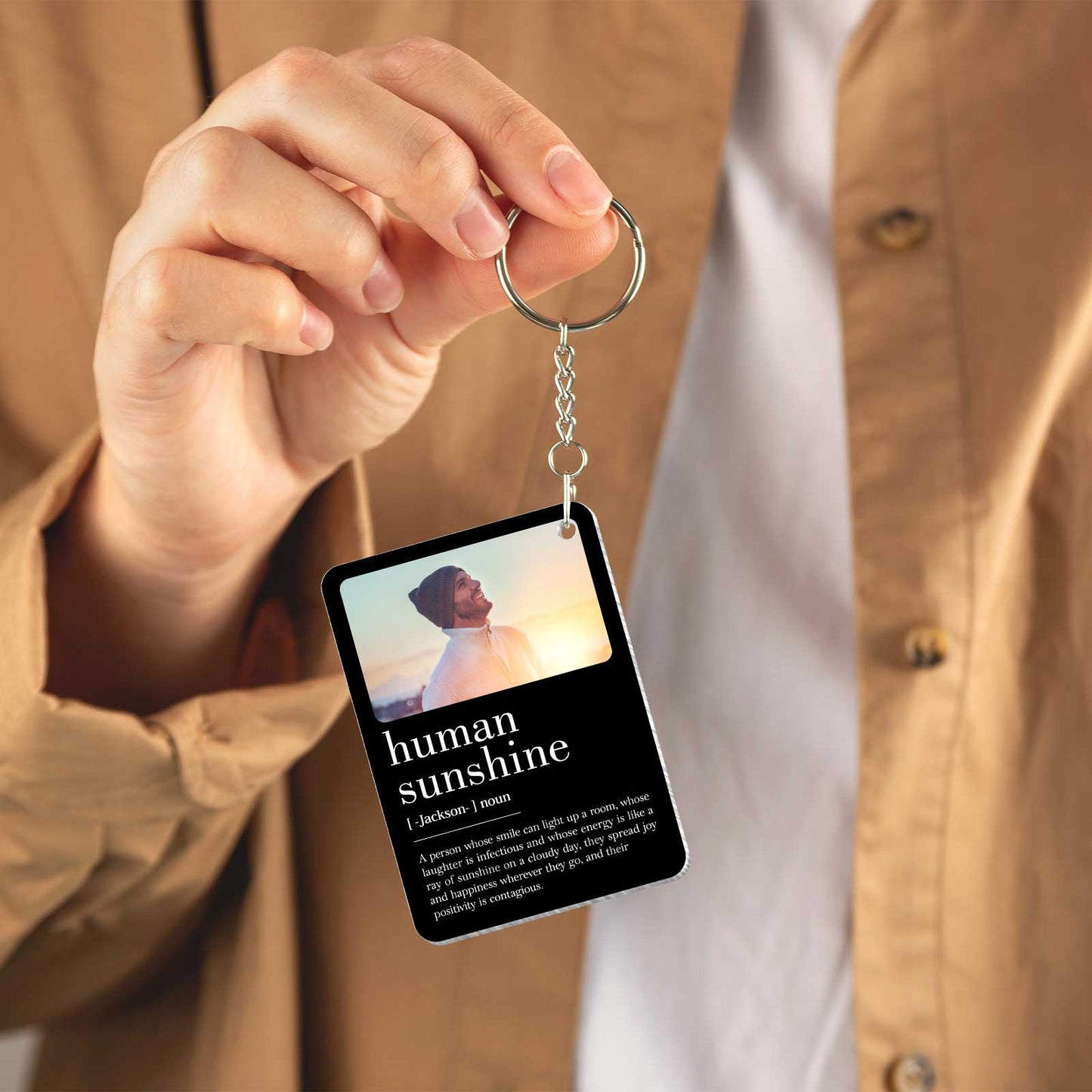 Gift For Friend, Co-worker - Human Sunshine - Personalized Photo Acrylic Keychain