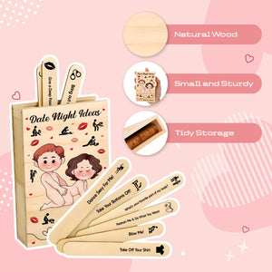 Couple - Date Night Ideas - Personalized Games Wooden Date Ideas Box