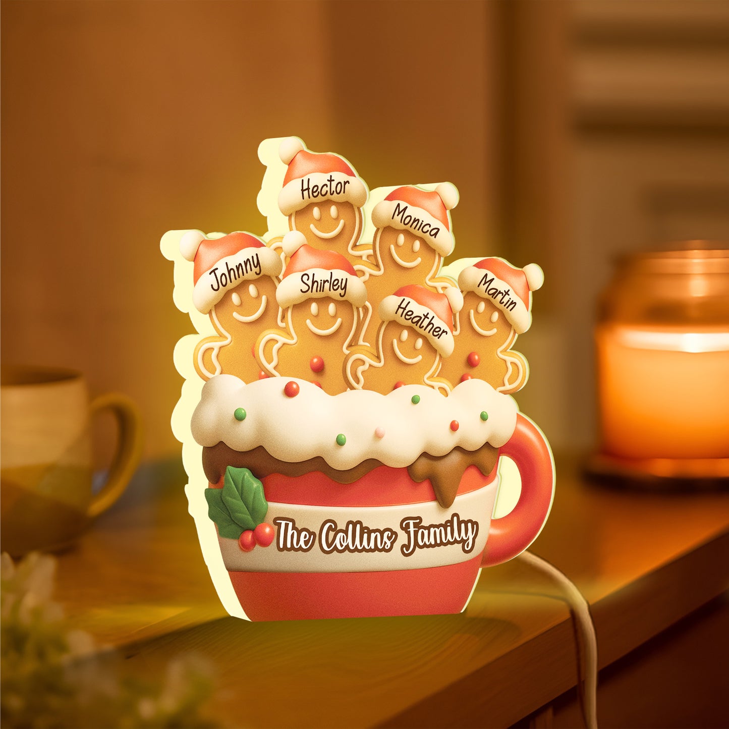 Personalized Gingerbread Christmas Light Box - Cute Holiday Decor For Family