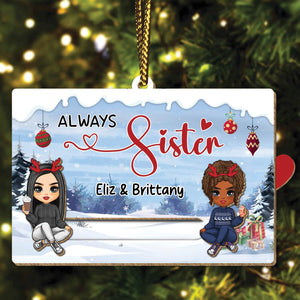 Besties - Always Sister - Personalized Wooden Slider Card Ornament
