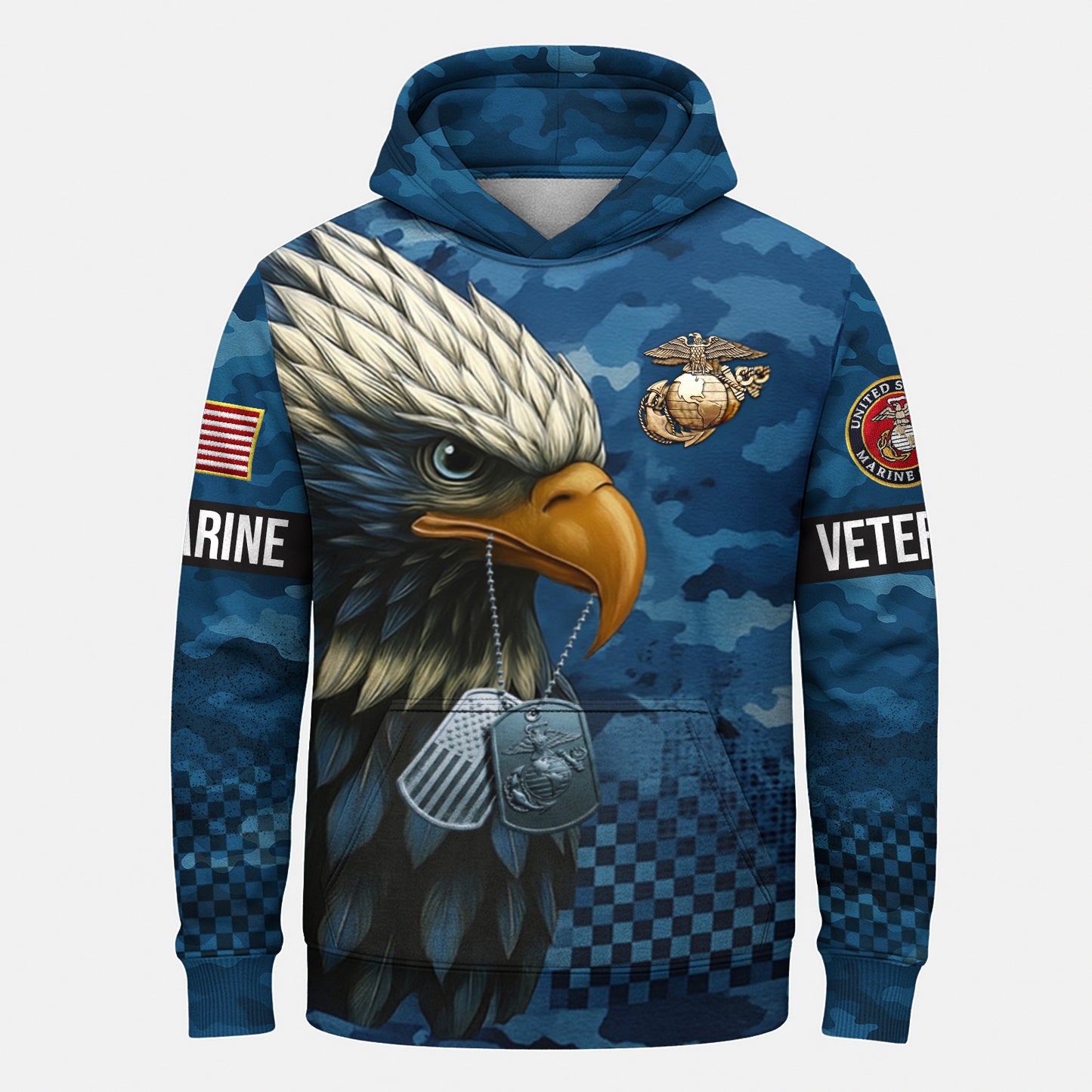 USMC Eagle Veteran Warrior Shirt - Full Print Camouflage