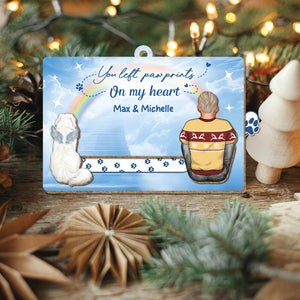 Pet Lover - You Left Pawprints On My Heart - Personalized Pet & You Wooden Slider Card