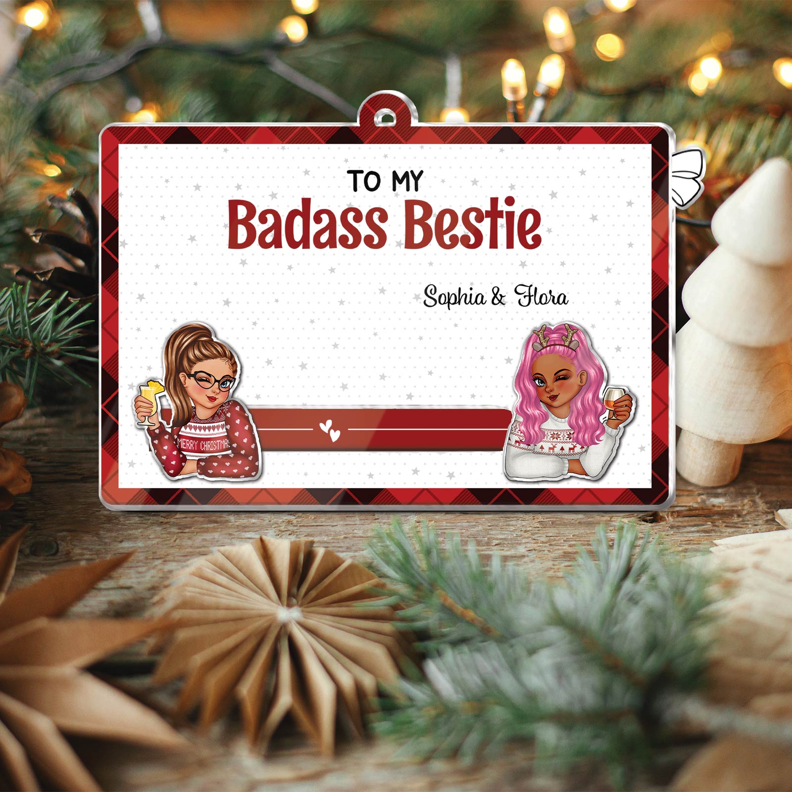 Besties - To My Badass Bestie - Personalized Acrylic Slider Card