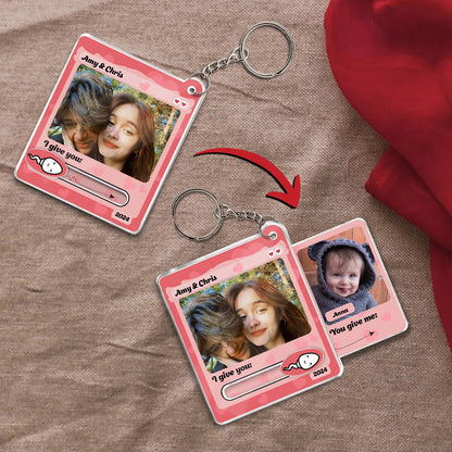 Couple - You Give Me, I Give You - Personalized Photo Acrylic Slider Keychain