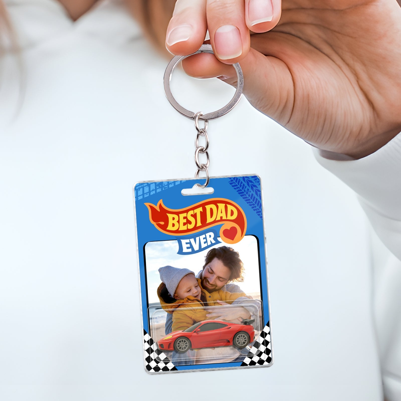 Father - Best Dad Ever - Personalized Dad's Toy Dream Car Acrylic Keychain