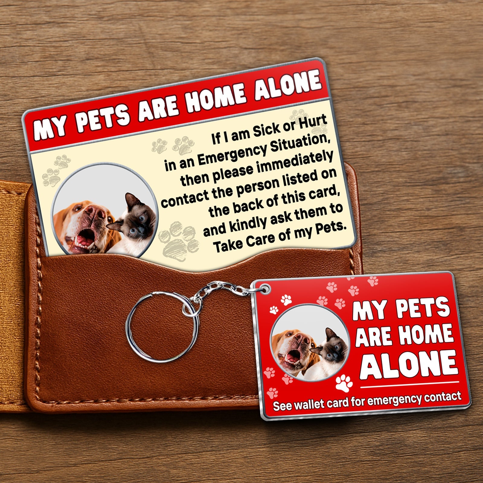 Pet Lover - Emergency Contact - Personalized Acrylic Keychain And Wallet Card