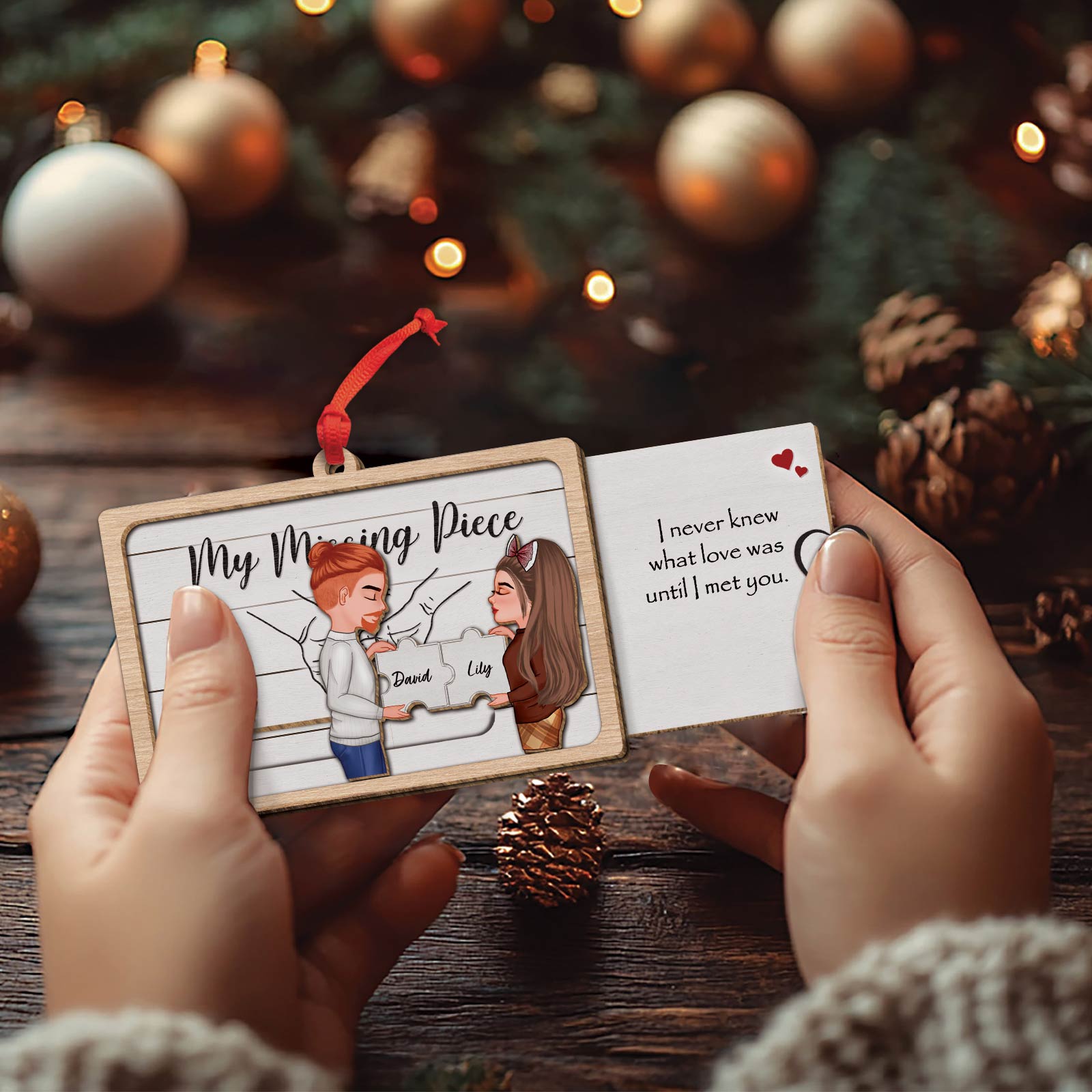 Couple - My Missing Piece - Personalized Wooden Slider Card