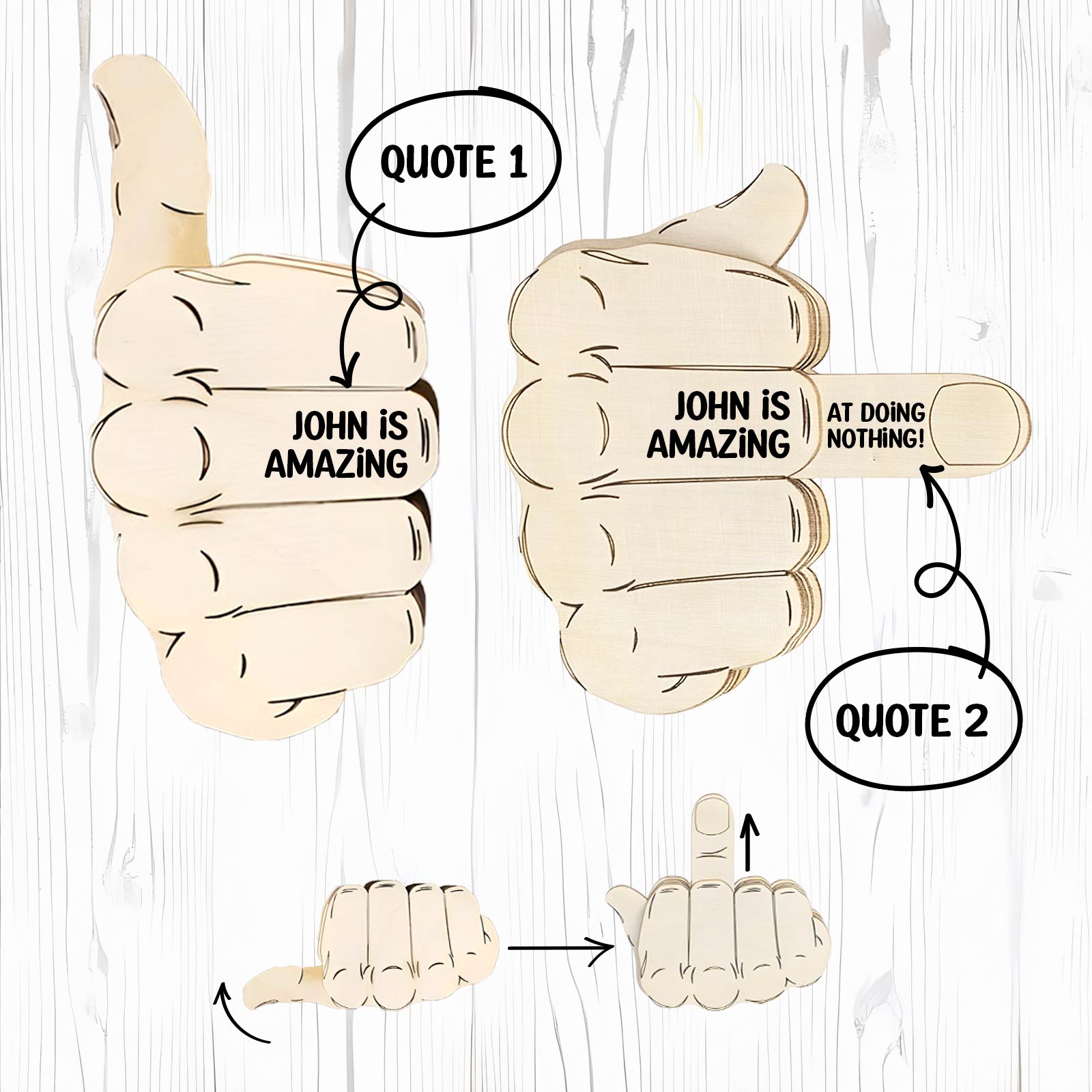 Automatic Middle Finger - Personalized Flip-Off Thumbs-Up Slider