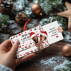 Couple - I Fucking Love You - Personalized Custom Photo Wooden Slider Ornament