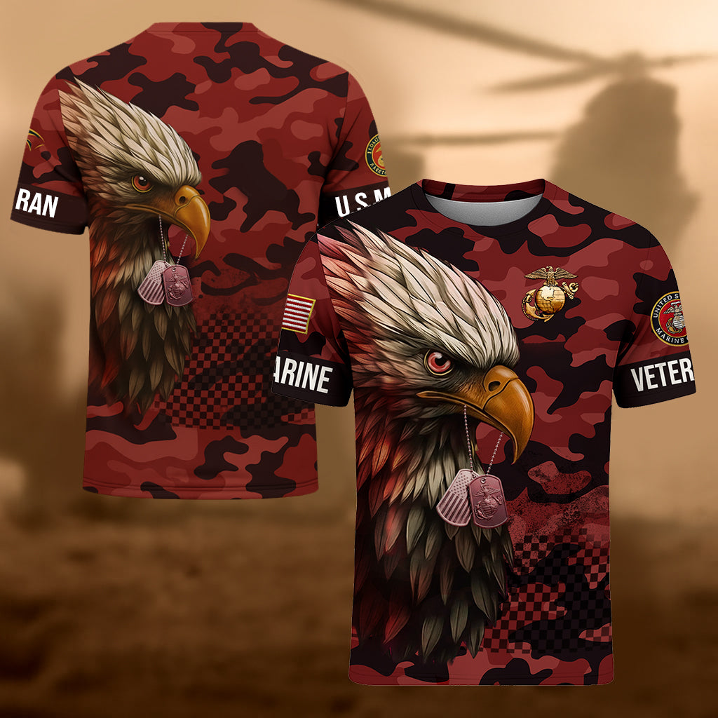 USMC Eagle Veteran Warrior Shirt - Full Print Camouflage