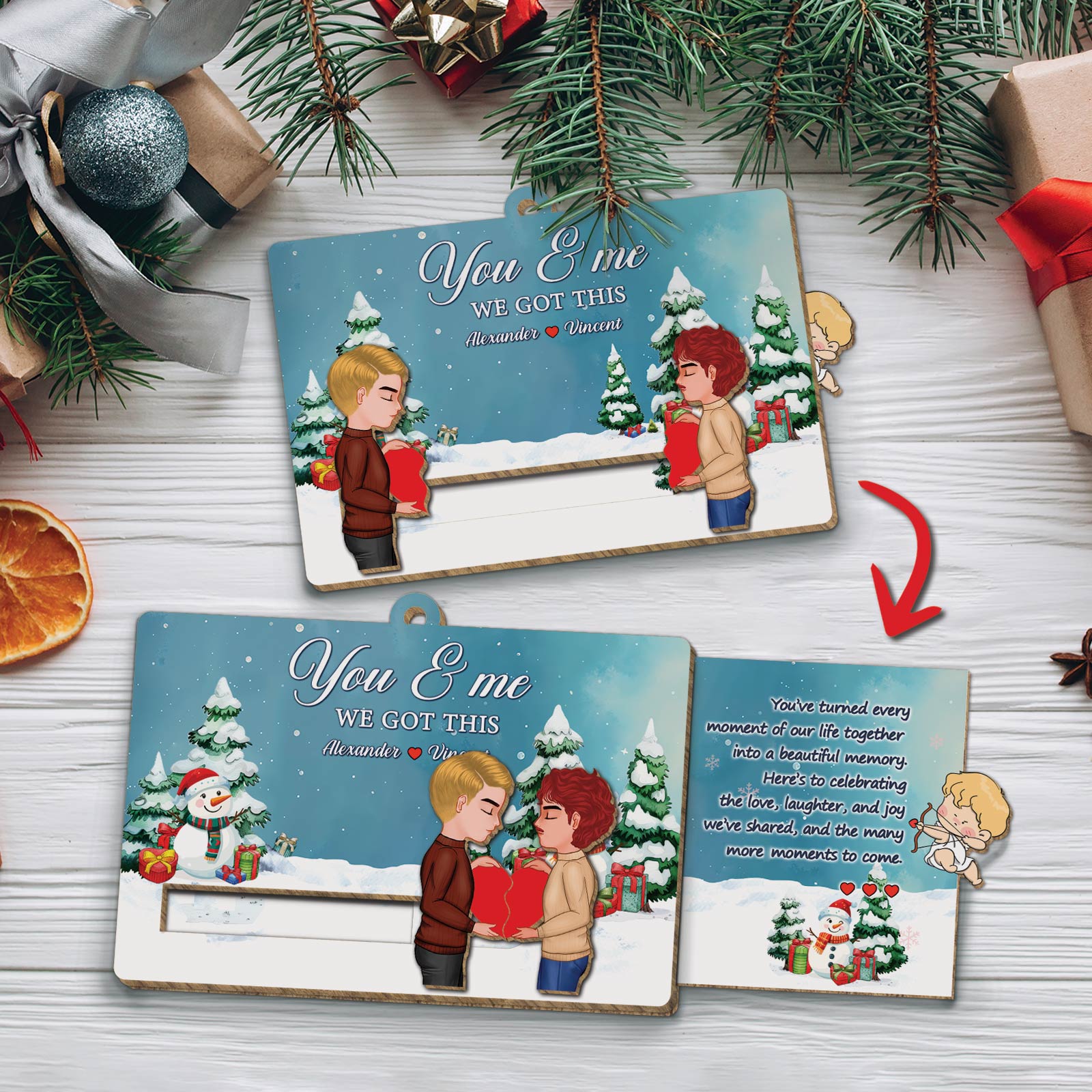 Couple - You & Me We Got This - Personalized Wooden Slider Card