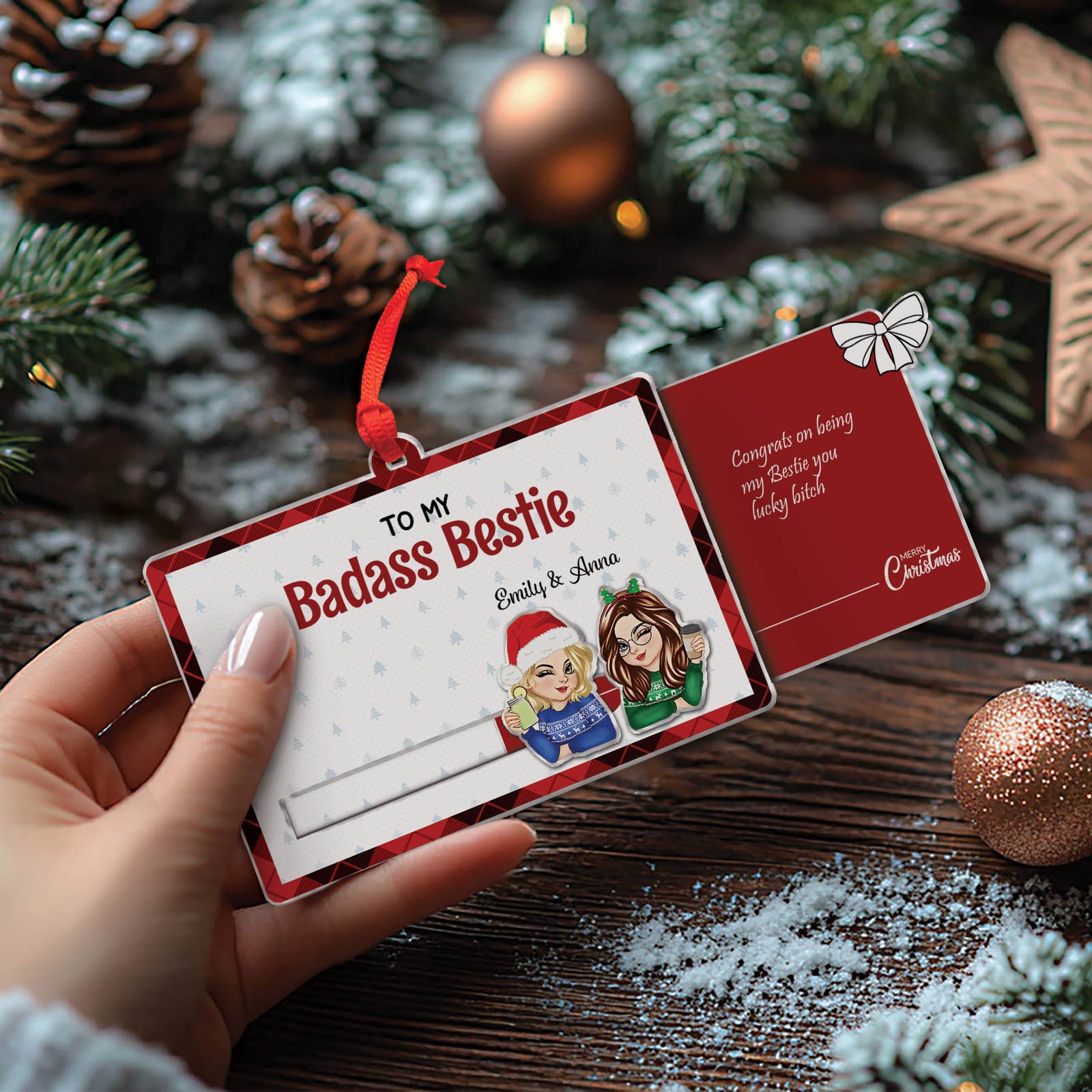 Besties - To My Badass Bestie - Personalized Acrylic Slider Card