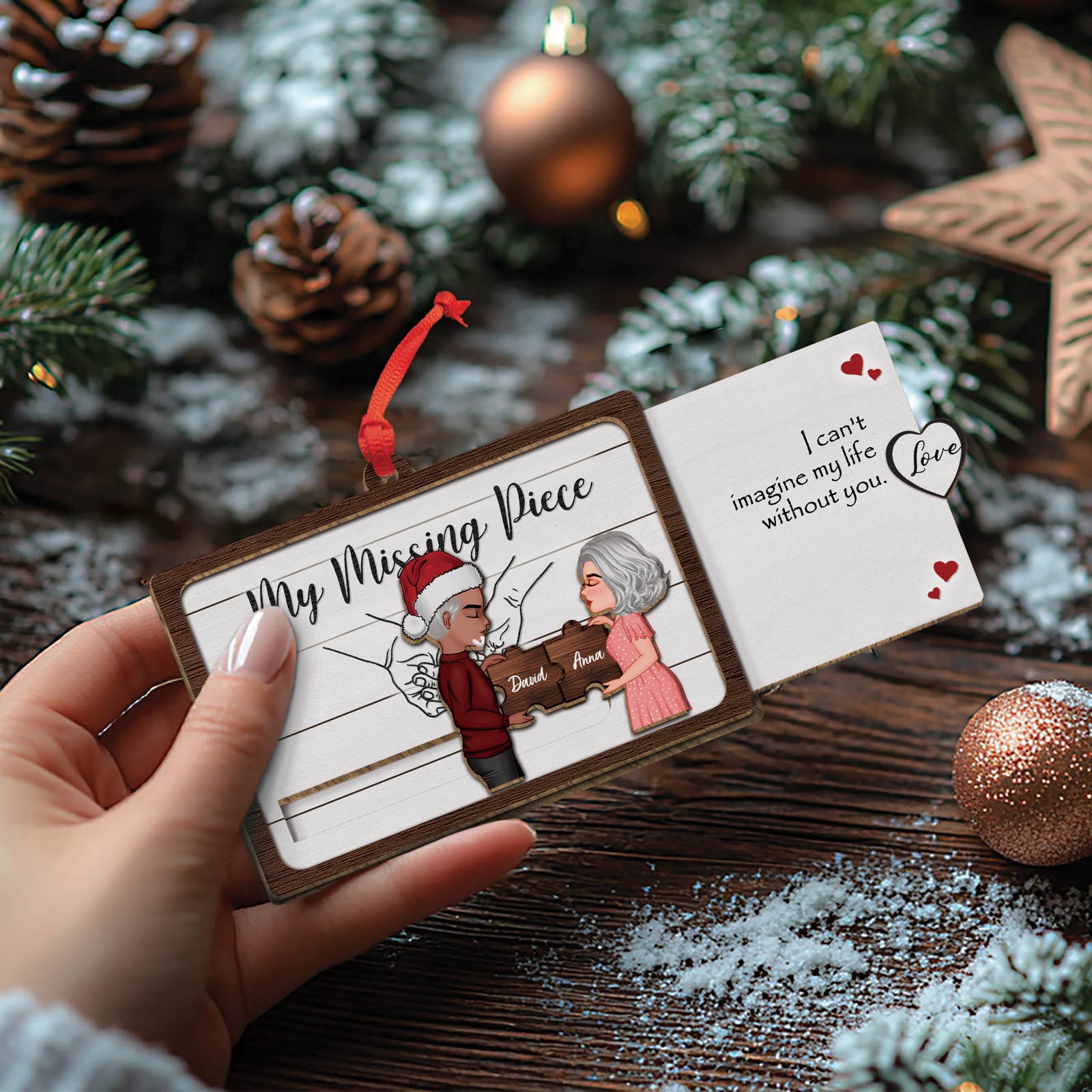 Couple - My Missing Piece - Personalized Wooden Slider Card