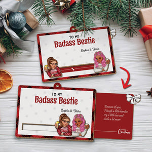 Besties - To My Badass Bestie - Personalized Wooden Slider Card