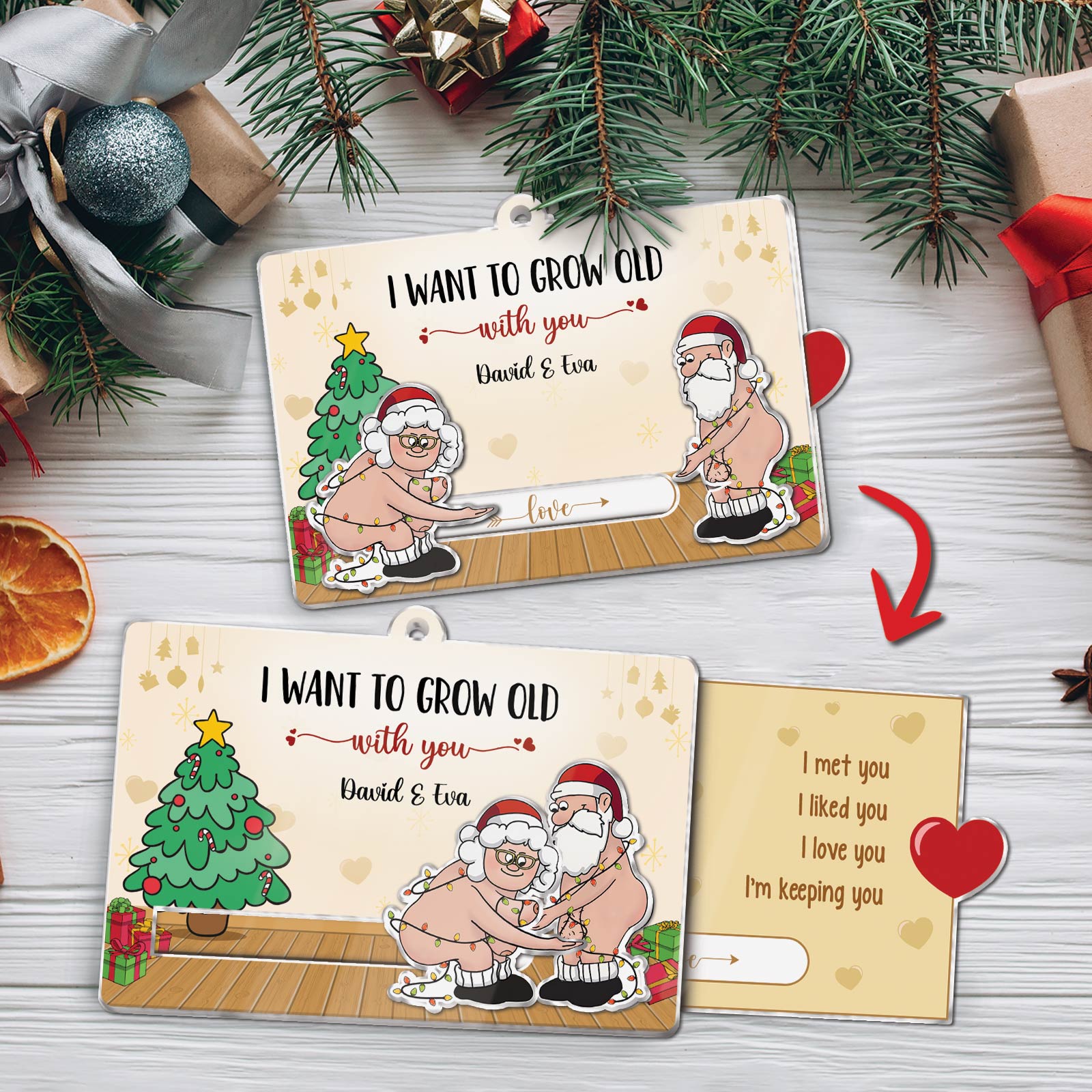 Couple - Loving Is Supporting Each Other In Old Age - Personalized Acrylic Slider Card