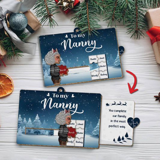 Family - You Complete Our Family In The Most Perfect Way - Personalized Wooden Slider Card