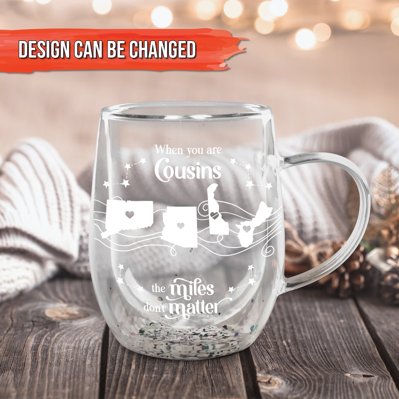 When You Are Brothers, The Miles Don't Matter - Personalized Double Walled Glass Cup