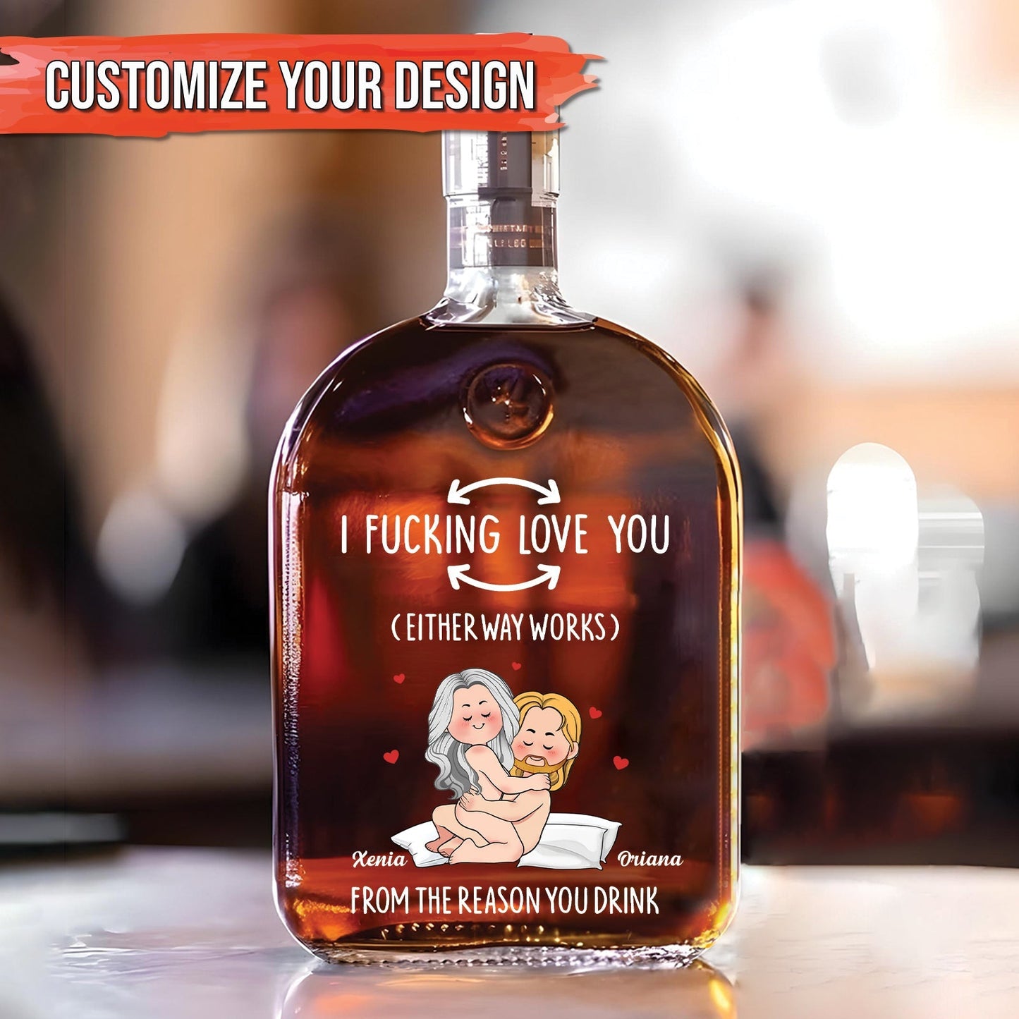 Couple - From The Reason You Drink - Personalized Whiskey Bottle