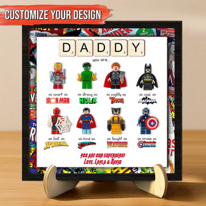 Father - Daddy, Our Superhero – Personalized LEGO-Inspired 3-Layer Wooden Sign