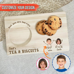 Family - Grandpa's Tea & Biscuits - Personalized Wooden Drink Tray